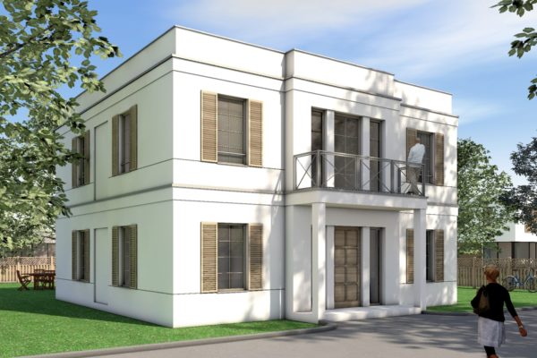 Klassisches Einfamilienhaus mit Attika und Fensterläden